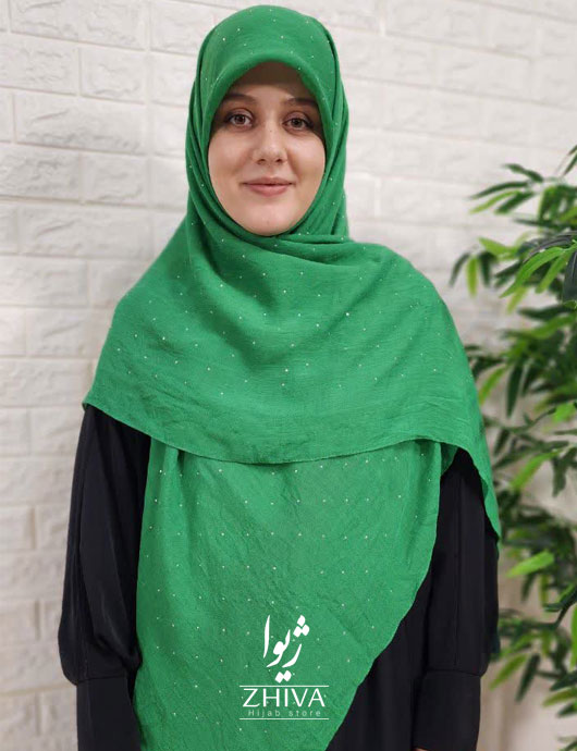 روسری نخی نگين پراكنده سبز 2