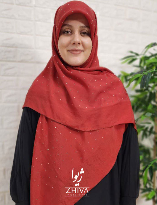 روسری نخی نگين پراكنده قرمز