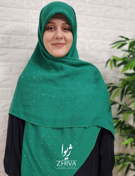 روسری نخی نگين پراكنده سبز 2