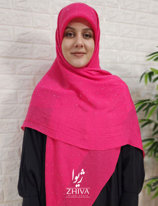 روسری نخی نگين پراكنده سرخابی