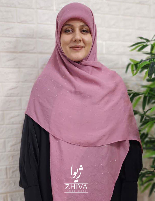 روسری نخی نگين پراكنده صورتی