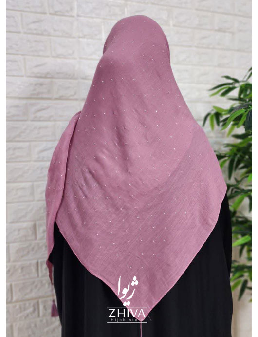 روسری نخی نگين پراكنده صورتی