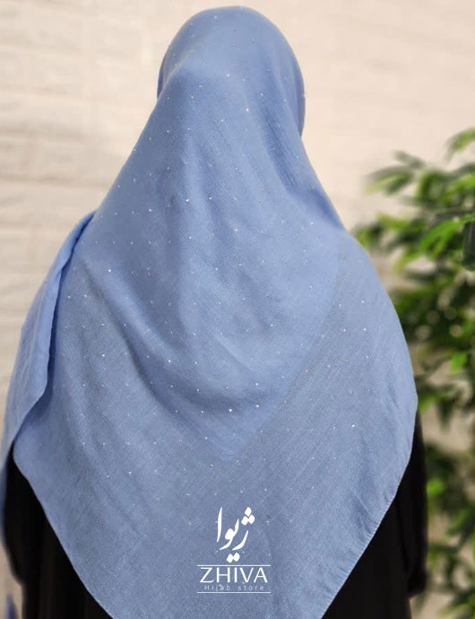 روسری نخی نگين پراكنده آبی روشن