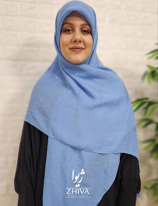 روسری نخی نگين پراكنده آبی روشن