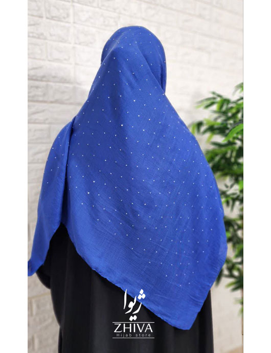 روسری نخی نگين پراكنده آبی