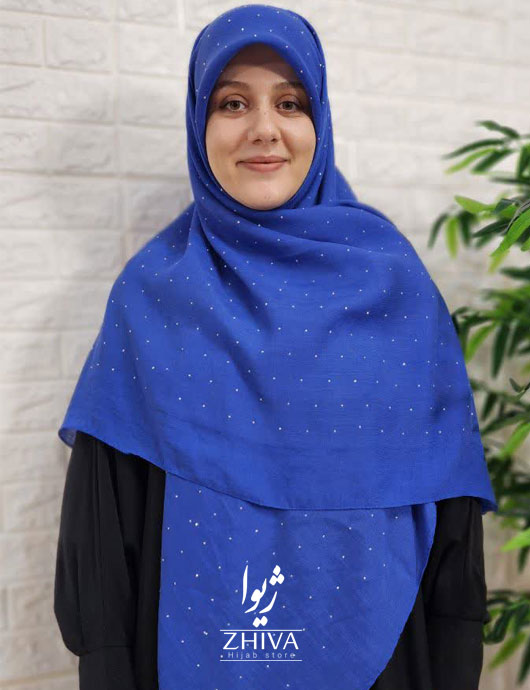 روسری نخی نگين پراكنده آبی