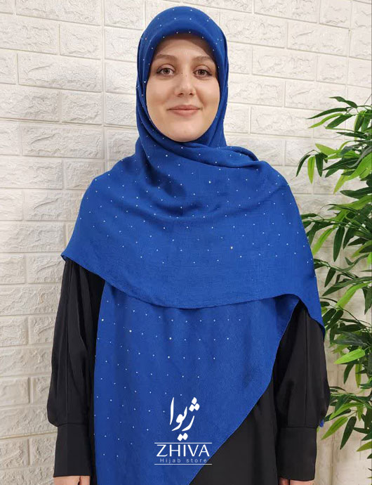 روسری نخی نگين پراكنده آبی