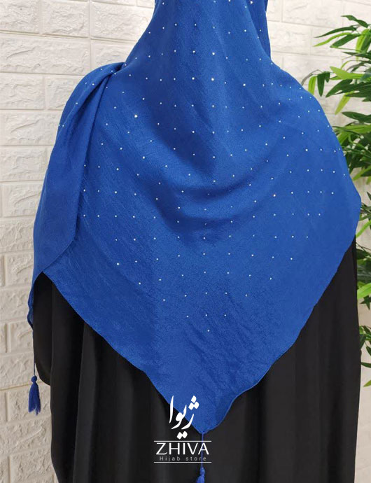 روسری نخی نگين پراكنده آبی