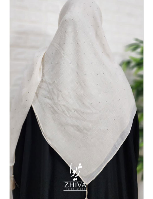 روسری نخی نگين پراكنده خاكستری