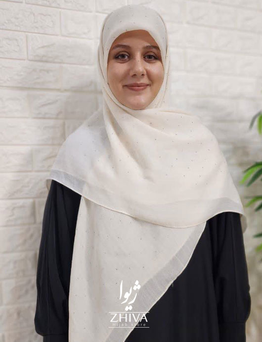 روسری نخی نگين پراكنده خاكستری
