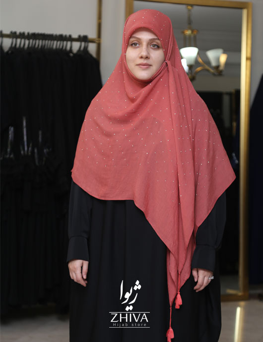 روسری نخی نگين پراكنده گلبهی