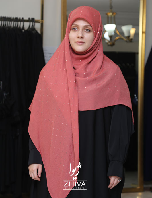 روسری نخی نگين پراكنده گلبهی
