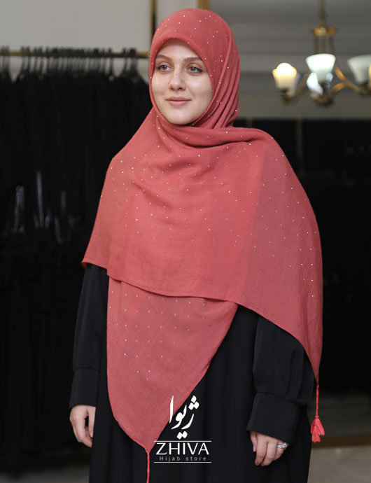 روسری نخی نگين پراكنده گلبهی