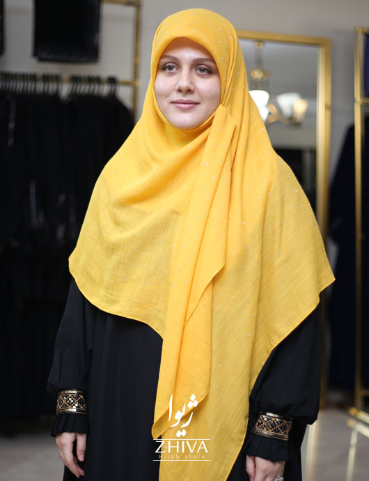 روسری نخی نگين پراكنده زرد
