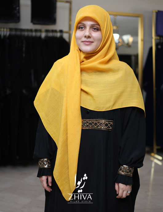 روسری نخی نگين پراكنده زرد