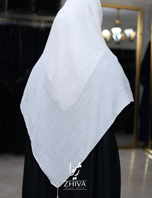 روسری نخی نگين پراكنده سفيد