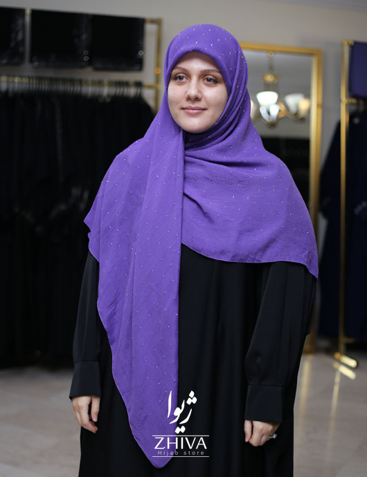 روسری نخی نگين پراكنده بنفش