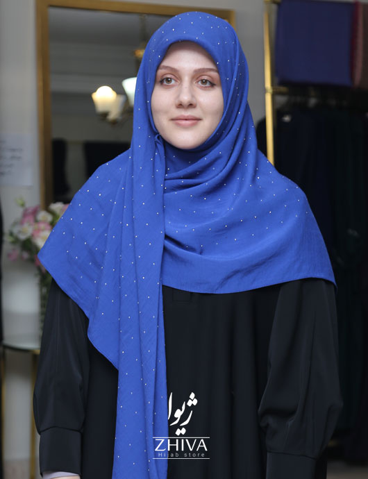 روسری نخی نگين پراكنده آبی
