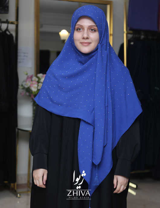 روسری نخی نگين پراكنده آبی