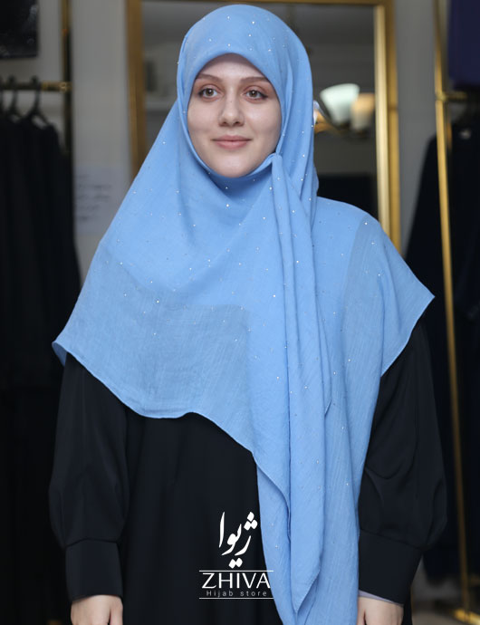 روسری نخی نگين پراكنده آبی روشن
