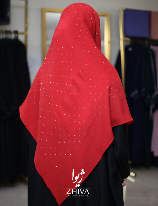 روسری نخی نگين پراكنده قرمز