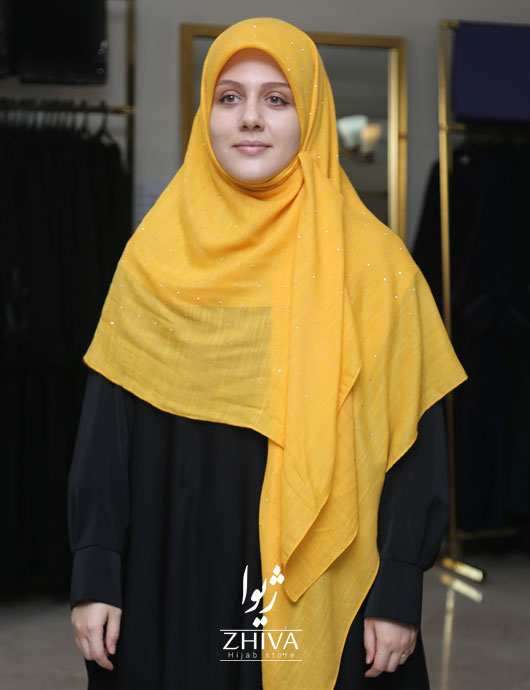 روسری نخی نگين پراكنده زرد