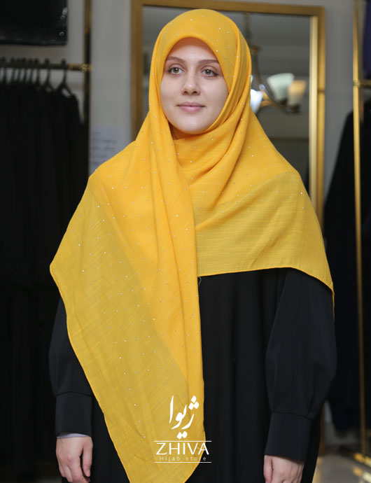 روسری نخی نگين پراكنده زرد