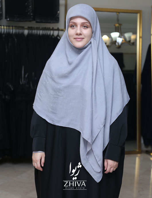 روسری نخی نگين پراكنده طوسی