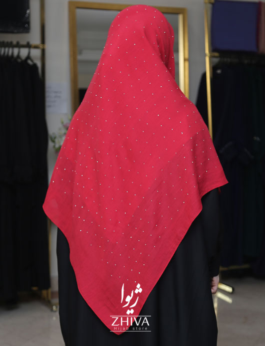 روسری نخی نگين پراكنده قرمز