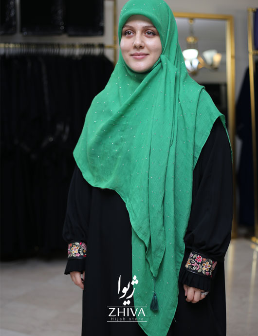 روسری نخی نگين پراكنده سبز