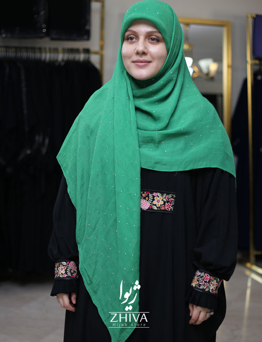 روسری نخی نگين پراكنده سبز