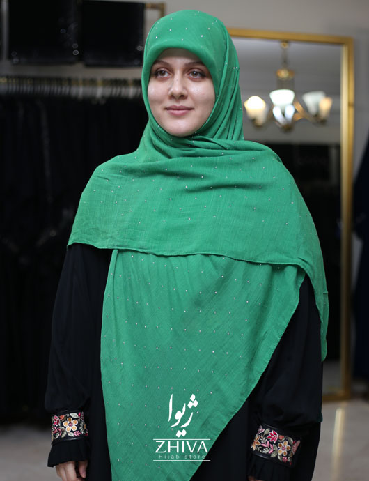 روسری نخی نگين پراكنده سبز