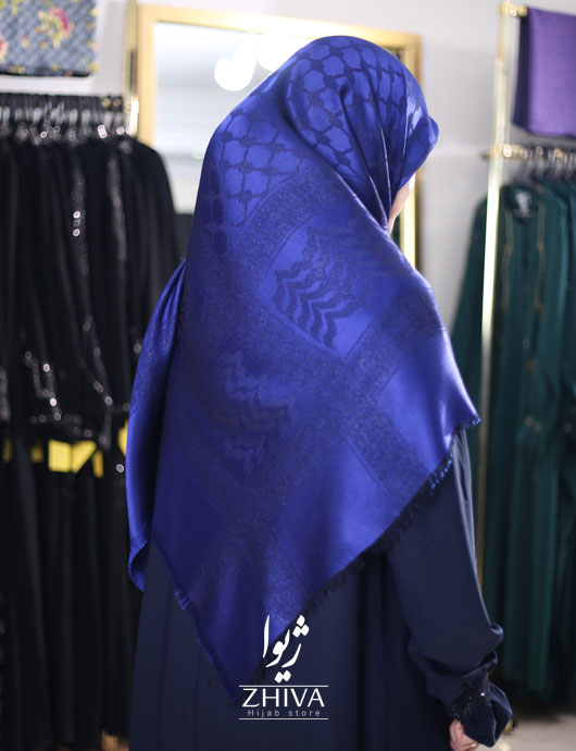 روسری لمه طرح چفيه آبی