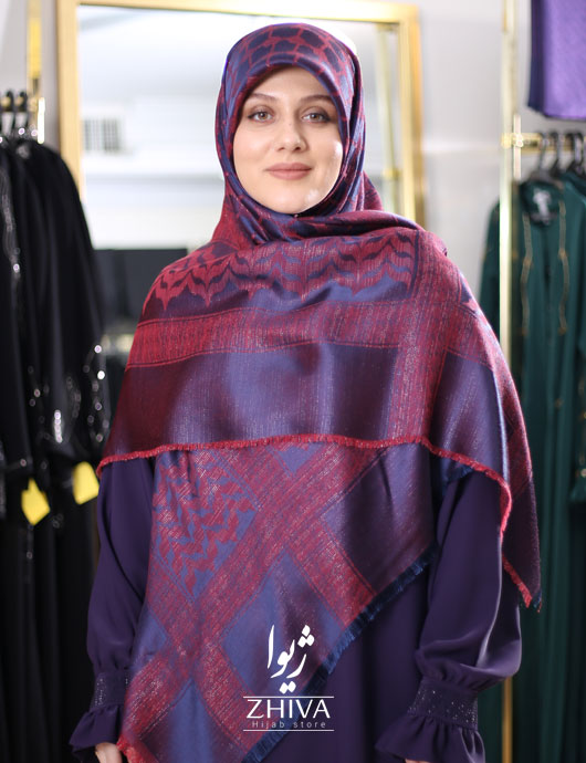 روسری لمه طرح چفيه سرخآبی