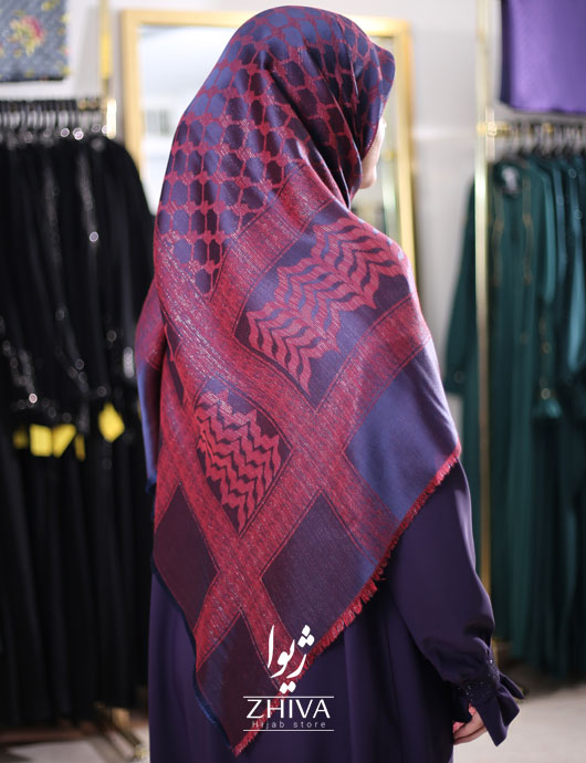 روسری لمه طرح چفيه سرخآبی