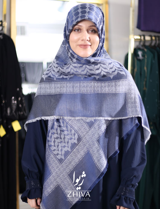 روسری لمه طرح چفيه آبی2