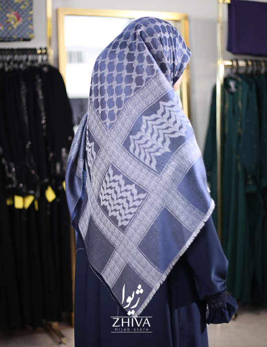 روسری لمه طرح چفيه آبی