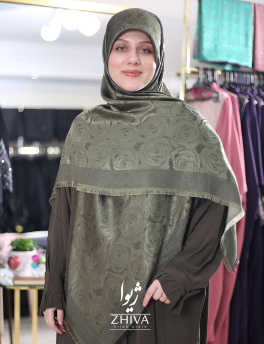 روسری گل رز زيتونی