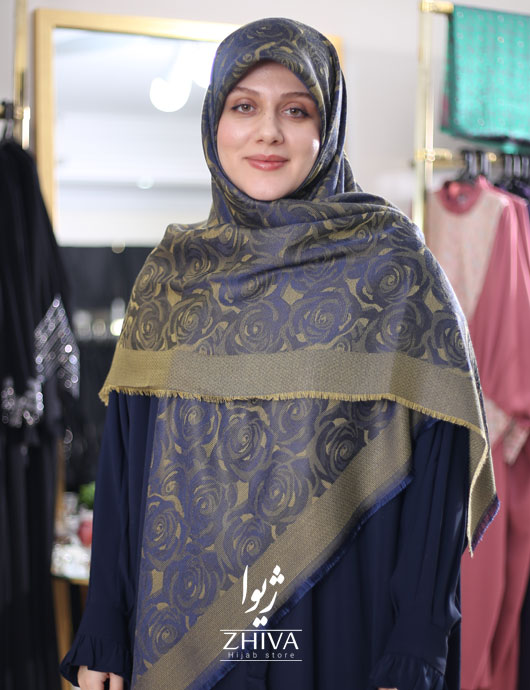 روسری گل رز آبي سبز