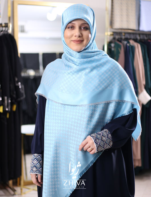 روسری لمه پيچازی آبی روشن 1