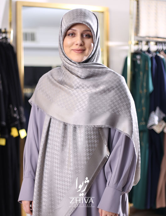 روسری لمه پيچازی نقره ای