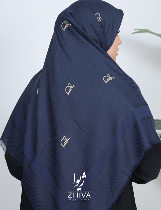 روسری نخی وارداتی پاييزه سرمه ای