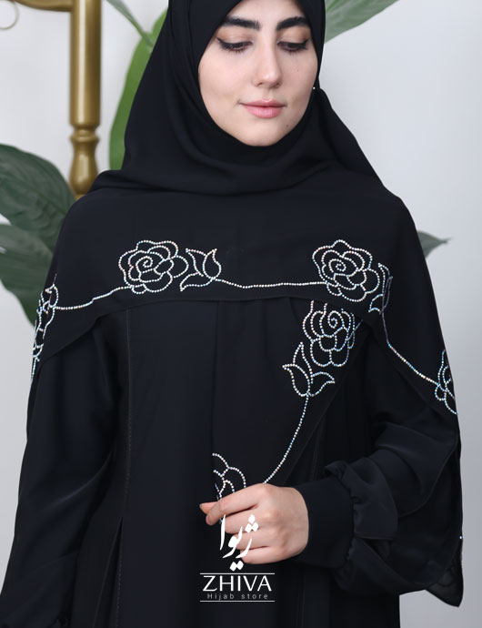 روسری حرير نگين كوبی رز