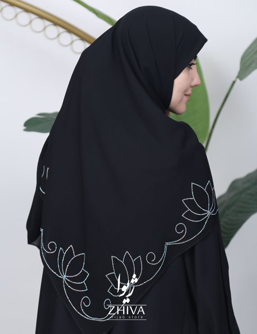 روسری حرير نگين كوبی گل