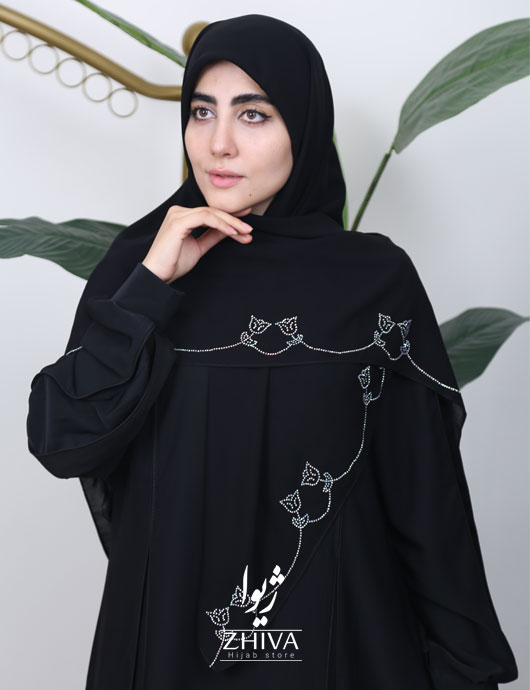 روسری حرير نگين كوبی رز
