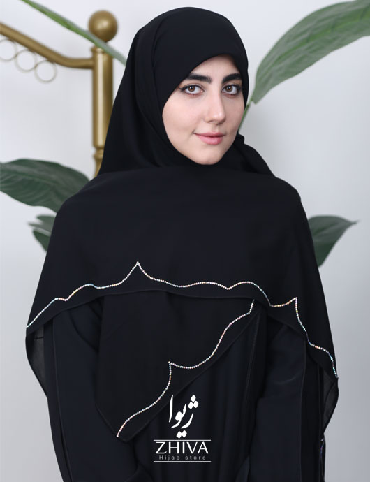 روسری حرير نگين كوبی خطی 1