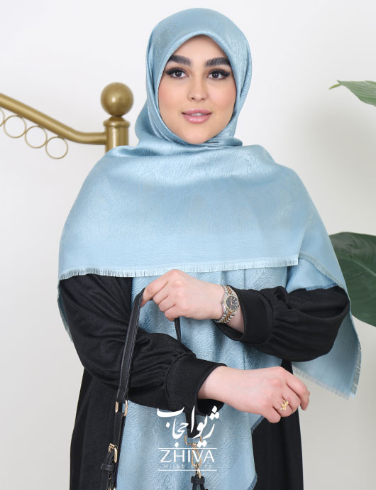 روسری لمه پوست ماری آبی روشن
