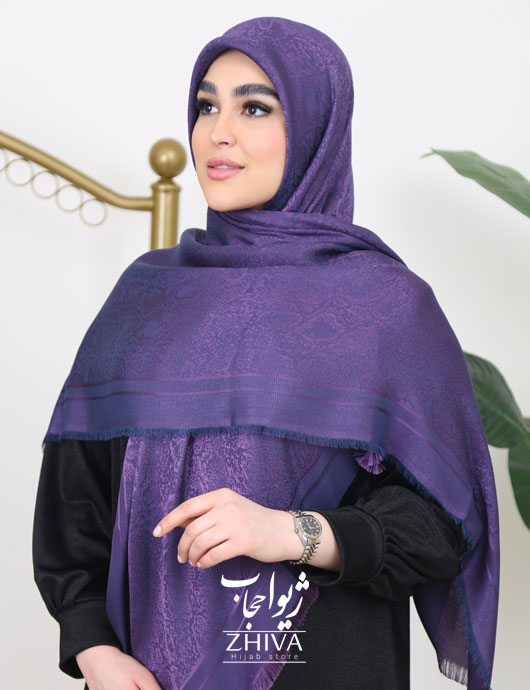 روسری لمه پوست ماری بنفش