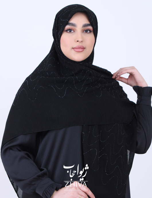 روسری مشكی درختی نگین دار