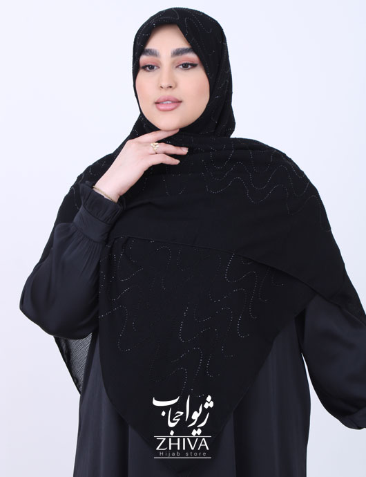 روسری مشكی نگين دار